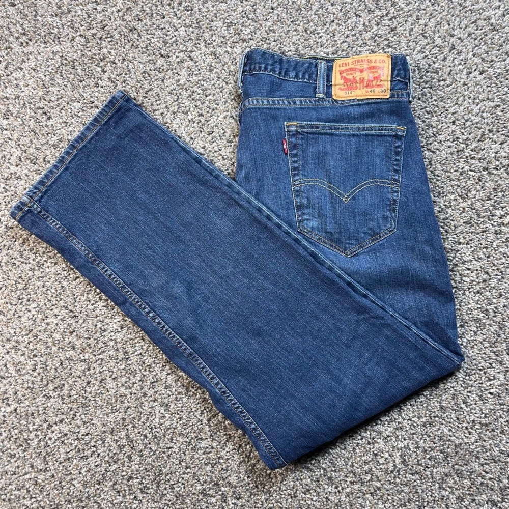 Levi's 514 Men's 38x30 Straight Fit Jeans Dark Wash Blue Denim Regular Fit